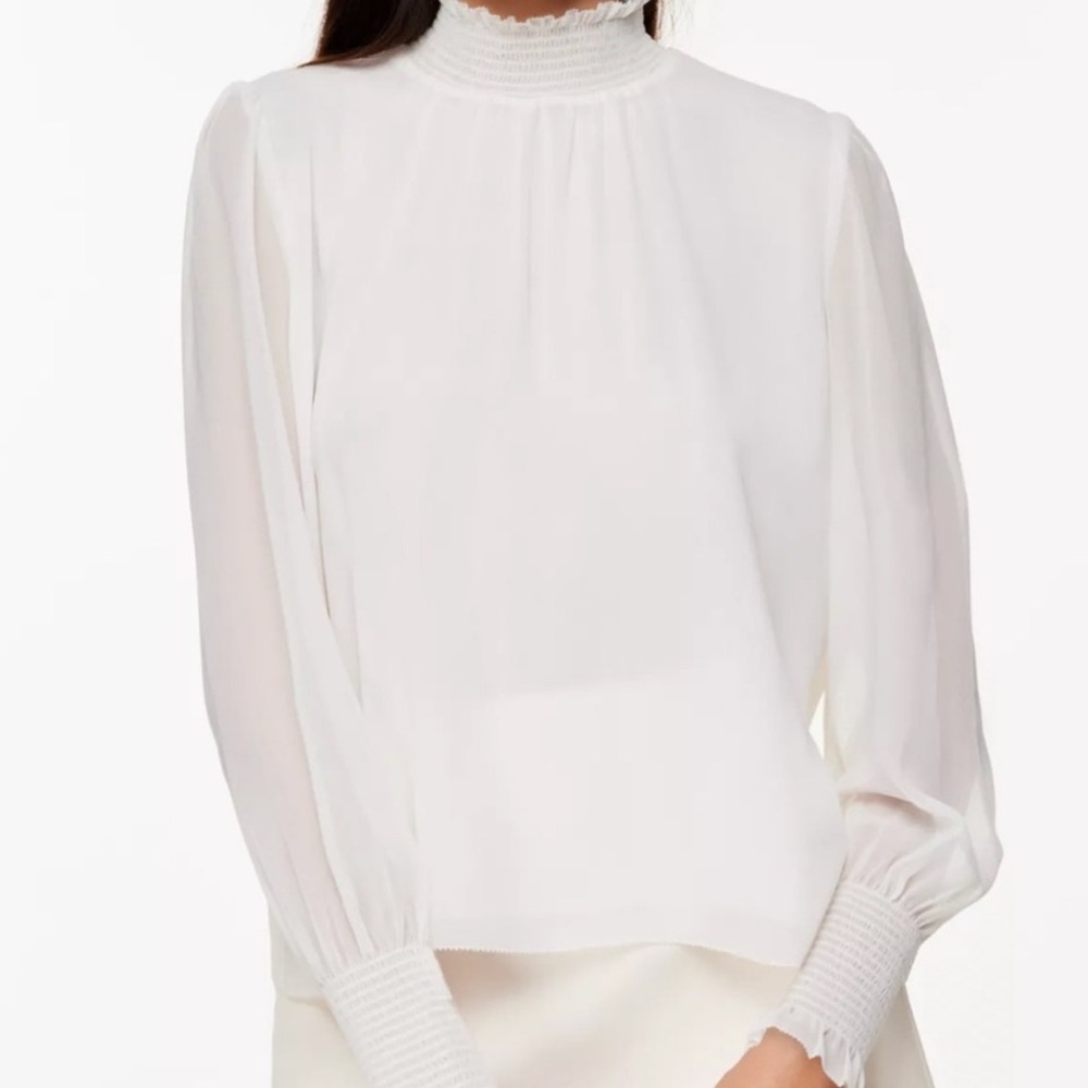 Aritzia Valencia White Long Sleeve Blouse - Picture 2 of 3